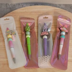 4pc Beaded Pens Bundle Spring Office Supplies Easter Gifts Novelty